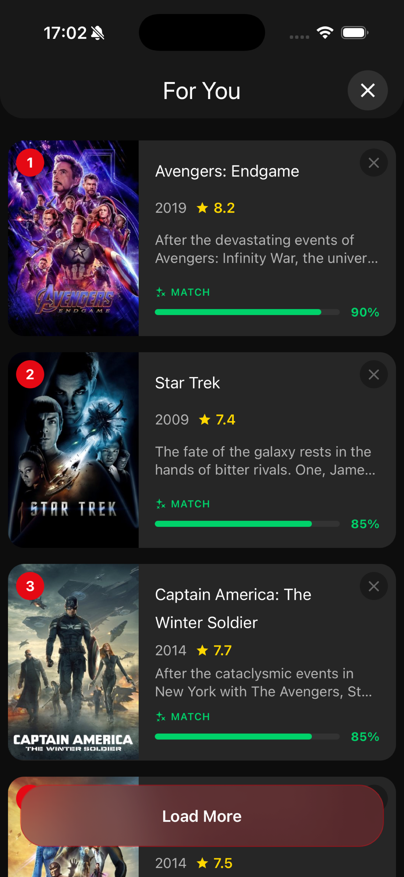 Movier recommendations