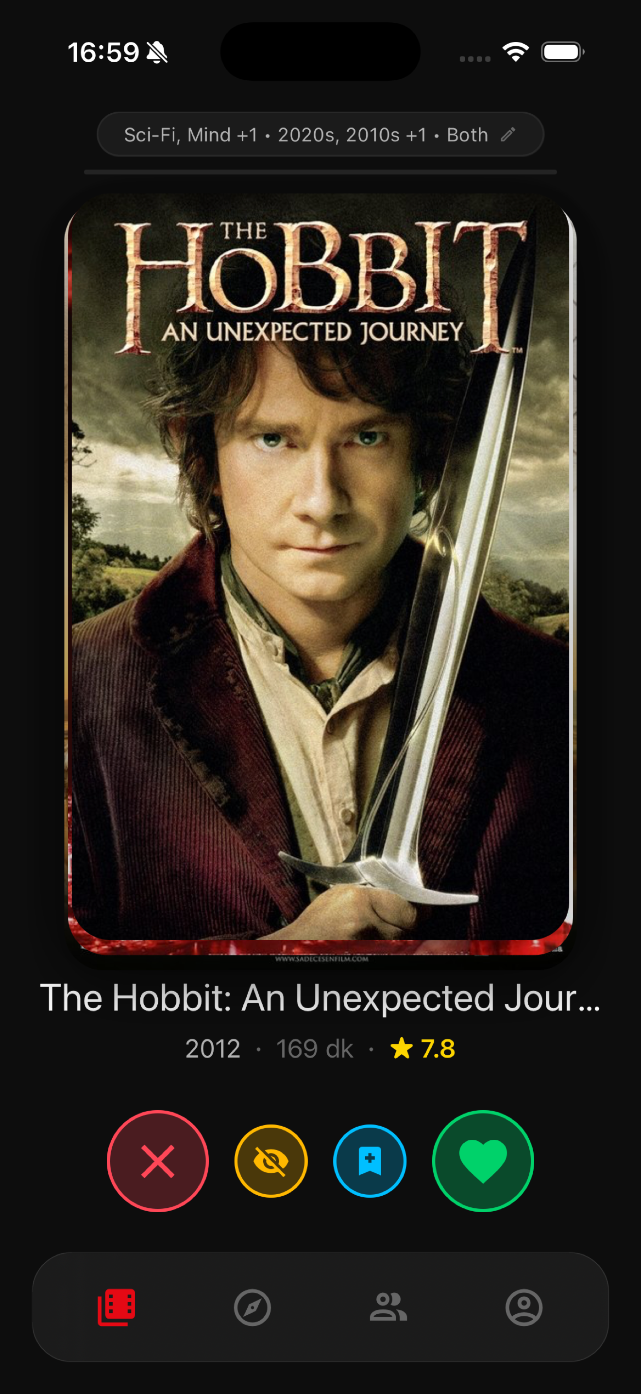 Movier swipe screen